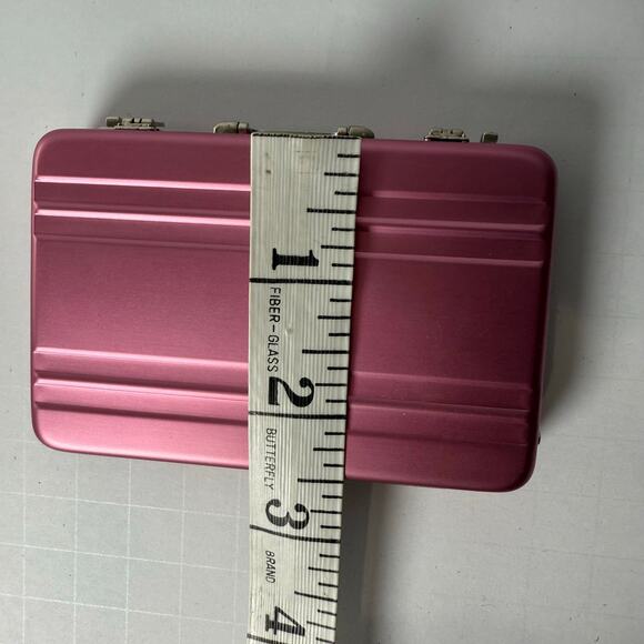 Mini Metal Briefcase Card Holder Pink Aluminum Alloy Case New - Picture 6 of 7